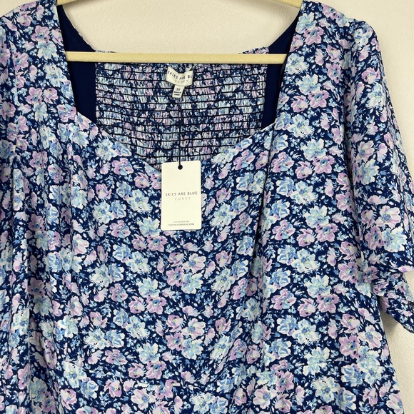 Skies Are Blue Curvy Floral sleeve Midi Dress Size 3X NWT - Picture 3 of 8